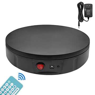 ZLMONDEE 220LB Motorized Rotating Display Stand Remote Control, 360 Degree Electric Rotating Turntab...