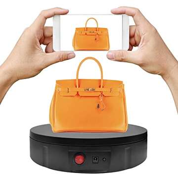 ZLMONDEE 220LB Motorized Rotating Display Stand Remote Control, 360 Degree Electric Rotating Turntable for Photography Products Display or Cake Display, Jewelry, 3D Models (Black)