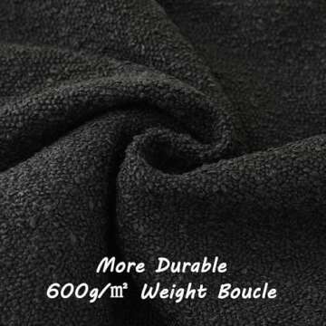 FUTEI Pack of 2 Black Boucle Accent Decorative Throw Pillow Covers,20x20 Inch Soft Solid Textured Cu...