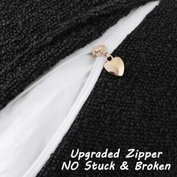 FUTEI Pack of 2 Black Boucle Accent Decorative Throw Pillow Covers,20x20 Inch Soft Solid Textured Cushion Case,Home Decor for Couch Bed Living Room