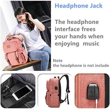 Stylish HFSX Laptop Backpack with Charging Port for Travel