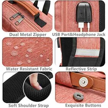 Stylish HFSX Laptop Backpack with Charging Port for Travel