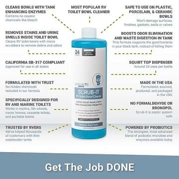 Unique Scrub-It RV Toilet Bowl Cleaner Liquid - Removes Odors, Stains and Debris - Safe on All Toilet Types (24 oz)