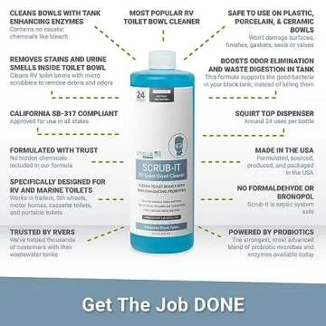 Unique Scrub-It RV Toilet Bowl Cleaner Liquid - Removes Odors, Stains and Debris - Safe on All Toilet Types (24 oz)