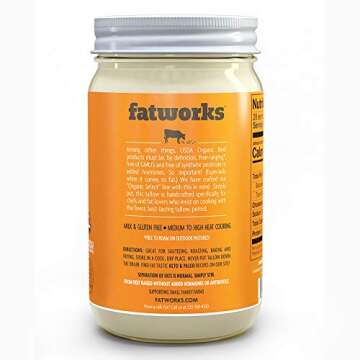 Fatworks Organic Grass-Fed Beef Tallow, Certified Organic Non-Gmo Pasture-Raised Beef Tallow, source...