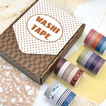 Creative 44 Rolls Washi Tape Set - Colorful Masking Tape for Scrapbooking, DIY Crafts, Journals