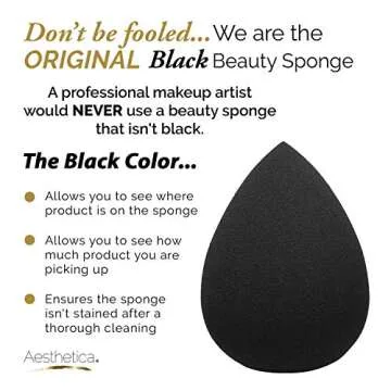 Aesthetica Cosmetics Beauty Sponge Blender - Latex Free and Vegan Makeup Sponge Blender - For Powder...