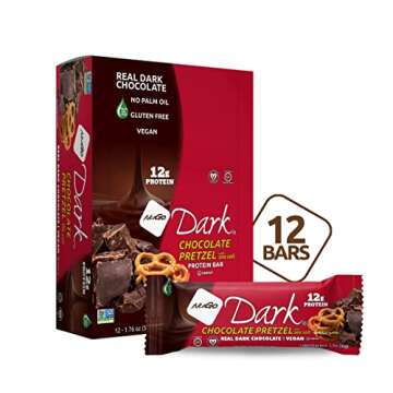 NuGo Dark Chocolate Pretzel w/SS, 12g Vegan Protein, Gluten Free, Kosher Pareve, Non-GMO, 12 Count and NuGo Plant Protein Powder, Chocolate, 20g Protein, 3g Sugar, 25 Servings