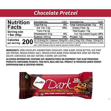 NuGo Dark Chocolate Pretzel w/SS, 12g Vegan Protein, Gluten Free, Kosher Pareve, Non-GMO, 12 Count and NuGo Plant Protein Powder, Chocolate, 20g Protein, 3g Sugar, 25 Servings
