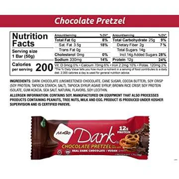 NuGo Dark Chocolate Pretzel w/SS, 12g Vegan Protein, Gluten Free, Kosher Pareve, Non-GMO, 12 Count and NuGo Plant Protein Powder, Chocolate, 20g Protein, 3g Sugar, 25 Servings