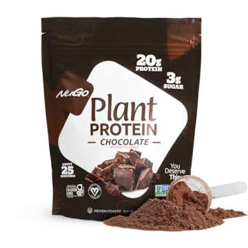 NuGo Dark Chocolate Pretzel w/SS, 12g Vegan Protein, Gluten Free, Kosher Pareve, Non-GMO, 12 Count and NuGo Plant Protein Powder, Chocolate, 20g Protein, 3g Sugar, 25 Servings