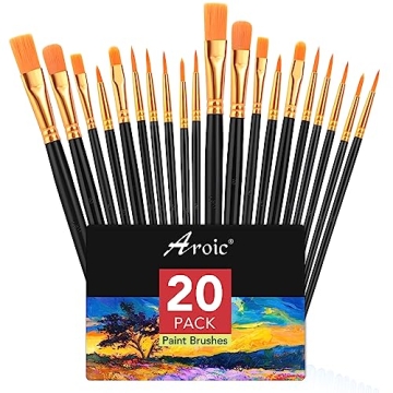 AROIC Acrylic Paint Brush Set - 20 Nylon Hair Brushes for Artists
