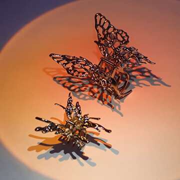 Canitor Butterfly Hair Accessories: Silver Moving Claw Clips (2Pcs) - Y2K Style for Women