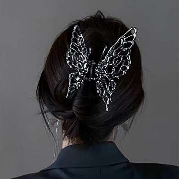 Canitor Butterfly Hair Accessories: Silver Moving Claw Clips (2Pcs) - Y2K Style for Women
