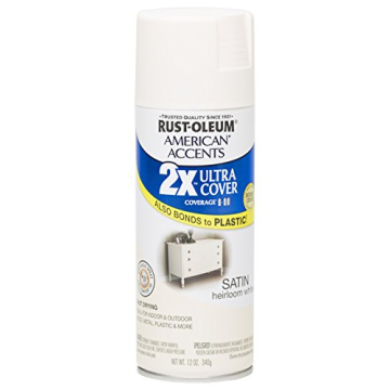 Rust Oleum 280719 Ultra Cover 2X Spray Paint – Satin Heirloom White, 12-Ounce