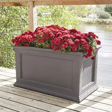 Mayne Fairfield 20x36-Inch Rectangular Planter – Self-Watering, Weather-Resistant Planter for Flowers – Durable Outdoor Design for Patio, Porch, or Entryway