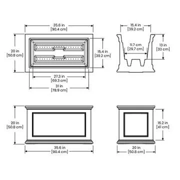 Mayne Fairfield 20x36-Inch Rectangular Planter – Self-Watering, Weather-Resistant Planter for Flowers – Durable Outdoor Design for Patio, Porch, or Entryway