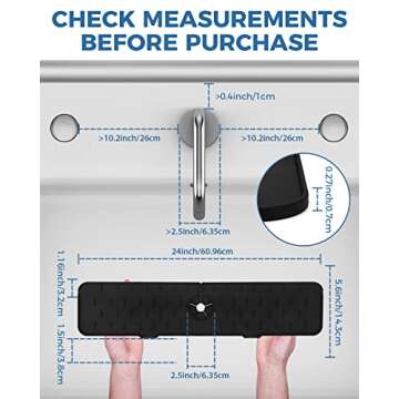 Kitchen Sink Splash Guard - 24 inch Silicone Faucet Handle Drip Catcher Tray, Dish Soap Sponge Holde...
