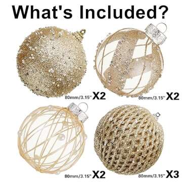 80mm/3.15" Christmas Ball Ornaments - 9pcs Large Shatterproof Foam Christmas Tree Decorations, Clear...