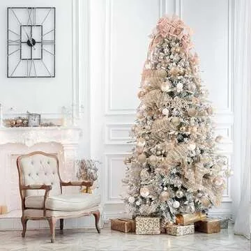 80mm/3.15" Christmas Ball Ornaments - 9pcs Large Shatterproof Foam Christmas Tree Decorations, Clear Plastic Glitter Hanging Balls for Xmas Holiday Party Home Decor (Champagne)