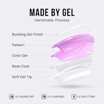 BTArtbox French Tip Press On Nails - Almond Press On Nails Medium with 3D Sculpting French Design, Supremely Fit & Glossy Glue On Nails in 15 Sizes, Pine Tree