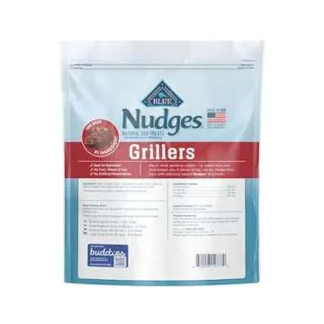 Blue Buffalo Nudges Grillers Natural Dog Treats with Real USA Beef, Made in the USA, Steak, 36-oz Bag