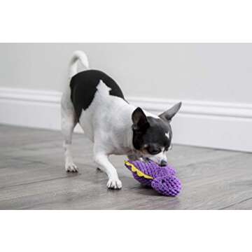 goDog Checkers Just for Me Dinos Bruto Squeaky Plush Dog Toy, Chew Guard Technology - Purple, Mini