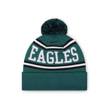 FOCO Philadelphia Eagles NFL Logo Stripe Pom Beanie Hat, Team Color