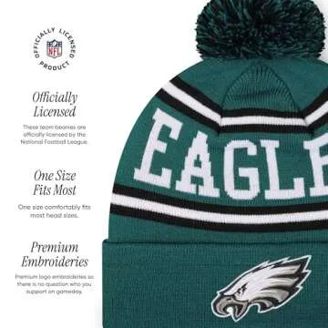 FOCO Philadelphia Eagles NFL Logo Stripe Pom Beanie Hat, Team Color