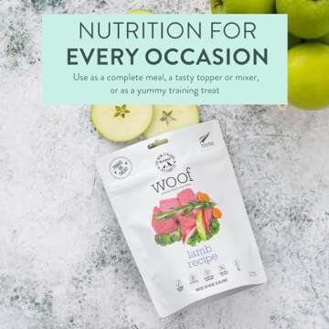 The New Zealand Natural Pet Food Co. Woof Freeze Dried Dog Food - Lamb Recipe, High Protein, Dog Food Topper & Dog Treats, All Life Stages, 1.76 oz