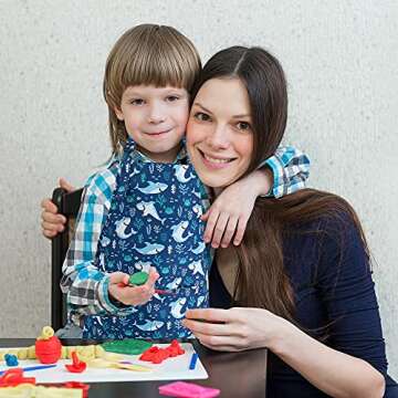 BeeGreen Shark Whale Kids Apron 2 Pack Cooking Aprons with Adjustable Strap Kids Kitchen Aprons with Front Pocket for Girls Toddler Painting Baking Artist Washable Foldable Lightweight