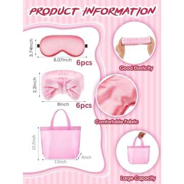 Sintuff 24 Pcs Sleepover Party Supplies for Girls - Spa Robes, Headbands & More
