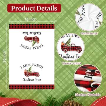 Korlon Tec 4 Pack Christmas Kitchen Towels, Buffalo Plaid Truck Trees Christmas Dish Towels for Kitchen Winter Holiday Decorations