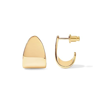 PAVOI 14K Gold Plated 925 Sterling Silver Posts Chunky Hoop Earrings | Statement Huggie Hoops for Wo...