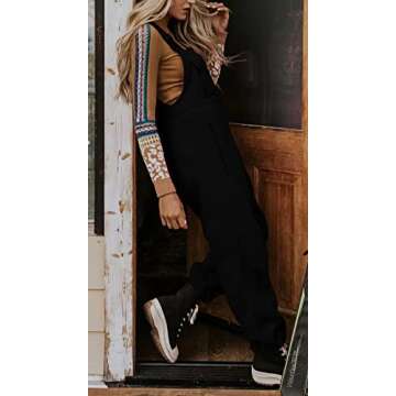 Ebifin Women's Fleece Warm Overalls Winter Loose Casual Jumpsuits with Pockets