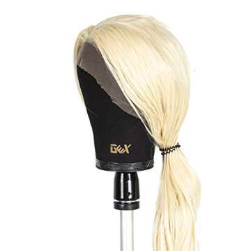 GEX 20"-24" Canvas Cork Wig Block Mannequin Head for Wig Making Drying Styling Display with Table C Clamp Stand Holder (Black 22")