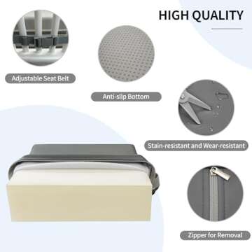 Eiury Booster Seat for Dining Table, PU Anti-Scratch Easy Cleaning Kids Toddler Booster Seat for Table, Portable Increasing Booster Cushion with Non-Slip Bottom and Adjustable Elasticity Straps