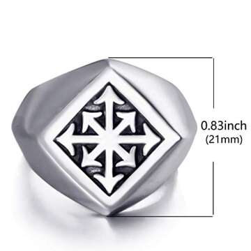 ELFASIO Men Stainless Steel Rings Magic 8 Pointed Chaos Star Cross Gothic Biker jewelry Size 7-15