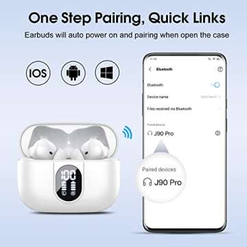 Wireless Earbuds, 2024 Bluetooth Headphones 5.3 HiFi Stereo Earphones, 40H Playtime in-Ear Earbud, Bluetooth Earbud with LED Power Display, IP7 Waterproof Earphones Sport Headset for Android iOS