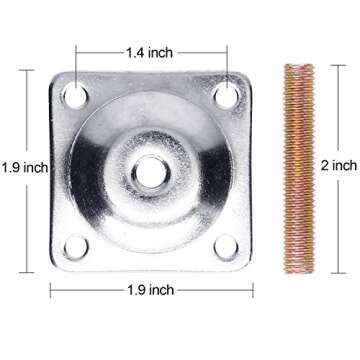 Anwenk Leg Mounting Plates, Furniture Leg Attachment Plates Industrial Strength T-Plate 5/16" (M8) Sofa Legs with Hanger Bolts,Screws,Strengthen Weak Furniture Repair Damaged Sofa Couch Seat,Set of 4