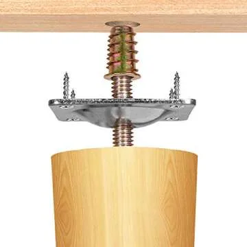 Anwenk Leg Mounting Plates, Furniture Leg Attachment Plates Industrial Strength T-Plate 5/16" (M8) Sofa Legs with Hanger Bolts,Screws,Strengthen Weak Furniture Repair Damaged Sofa Couch Seat,Set of 4