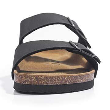 FITORY Mens Sandals, Arch Support Slides with Adjustable Buckle Straps and Cork Footbed Black Size 10