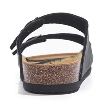 FITORY Mens Sandals, Arch Support Slides with Adjustable Buckle Straps and Cork Footbed Black Size 10