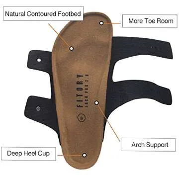 FITORY Mens Sandals, Arch Support Slides with Adjustable Buckle Straps and Cork Footbed Black Size 10