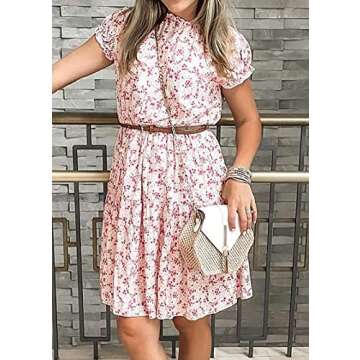 KIRUNDO Women’s Casual Floral Print Mini Dress for Summer