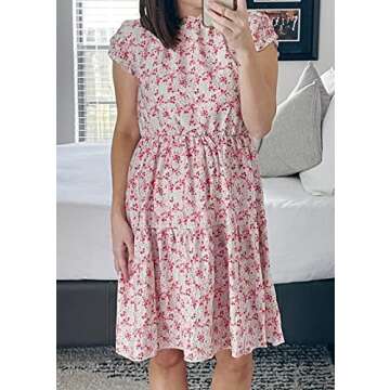 KIRUNDO Women’s Floral Print Sleeveless Mini Dress