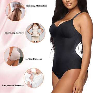 URSEXYLY Women Waist Trainer Shapewear Tummy Control Fajas Colombianas Body Shaper Sexy V-Neck Slim Bodysuit Tops