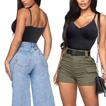 URSEXYLY Women Waist Trainer Shapewear Tummy Control Fajas Colombianas Body Shaper Sexy V-Neck Slim Bodysuit Tops