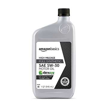 Amazon Basics High Mileage Full Synthetic Motor Oil 5W-30, 6-Pack Quart