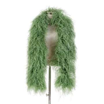 10 Ply 2 Meters Ostrich Feather Boa, Real Fluffy Natural Crafts,Stage Shawl Wedding Party Dance Performance Crafting Clothing Decoration Accessory (Color : Black, Size : 10 Ply)